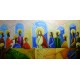 Quadro decorativo Santa ceia colorida moderna pintada a mão medida 100x200 