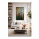 Quadro pintado a mão arvore e passarinhos vertical medida 120x80