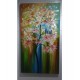 Quadro pintado a mão arvore e passarinhos vertical medida 120x80