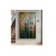 Quadro pintado a mão arvore e passarinhos vertical medida 160x90 