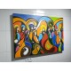 Quadro Santa ceia pintada a mão colorida modelo curvas  medida 70x100 