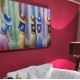 Quadro pintado a mão tema floristas, camponesas  80x150