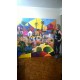 Quadro pintado a mão Releitura da obra de Tarsila do Amaral "Morro da favela " medida total  200X200 COD 793