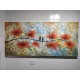 Quadro pintado a mão arvore e passarinhos cores flores vermelhas ,medida 70x140 