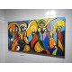 Quadro Santa ceia pintada a mão colorida modelo curvas  medida 70x130 
