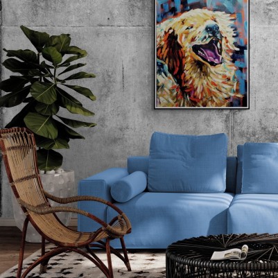 Quadro decorativo  pintado a mão cachorro modelo 2 medida 70x50