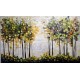 Quadro decorativo pintado a mão paisagem abstrato arvores 80x140