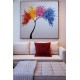 Quadro pintado a mão arvore estilo moderno fundo branco medida 80x80