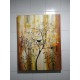 Quadro decorativo pintado a mão tema arvores e passarinhos fundo amarelo estilo moderno 3a, vertical, 100x70