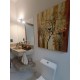 Quadro decorativo pintado a mão tema arvores e passarinhos fundo amarelo estilo moderno 3a, vertical,  70x90 