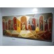 Quadro decorativo Santa ceia moderna pintada a mão tons terrosos medida 70x160 