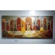 Quadro decorativo Santa ceia moderna pintada a mão tons terrosos medida 70x160 