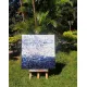 Quadro abstrato pode Dmalbet em tons de azul pintado a mão medida 90x90