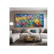 Quadro abstrato multicolorido pintado a mão 70x140 