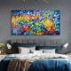 Quadro abstrato multicolorido pintado a mão 70x140 
