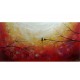 Quadro decorativo pintado a mão tema arvores e passarinhos estilo moderno 2a 60x120 