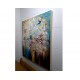Quadro pintado a mão arvore e passarinhos medida 100x100 
