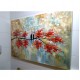Quadro pintado a mão arvore e passarinhos flores vermelhas ,medida 80x120 