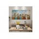 Quadro pintado a mão arvore e passarinhos medida 60x120 