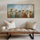 Quadro pintado a mão arvore e passarinhos medida 60x120 