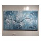 Quadro pintado a mão arvore e passarinhos fundo azul medida 70x120 