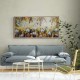 Quadro decorativo pintado a mão paisagem abstrato arvores passarinhos beija-flor plantas 60x120