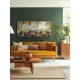 Quadro decorativo pintado a mão paisagem abstrato arvores passarinhos beija-flor plantas 60x120
