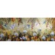 Quadro decorativo pintado a mão paisagem abstrato arvores passarinhos beija-flor plantas 70x140 