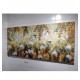 Quadro decorativo pintado a mão paisagem abstrato arvores passarinhos beija-flor plantas 70x140 