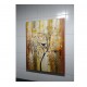 Quadro decorativo pintado a mão tema arvores e passarinhos fundo amarelo estilo moderno 3a, vertical, 100x70