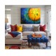 Quadro decorativo pintado a mão tema arvores e passarinhos estilo moderno 2a  100x120 