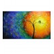 Quadro decorativo pintado a mão tema arvores e passarinhos estilo moderno 2a 100x160