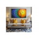 Quadro decorativo pintado a mão tema arvores e passarinhos estilo moderno 2a 70x120 