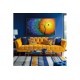 Quadro decorativo pintado a mão tema arvores e passarinhos estilo moderno 2a 70x120 