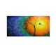 Quadro decorativo pintado a mão tema arvores e passarinhos estilo moderno 2a 70x140 