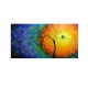 Quadro decorativo pintado a mão tema arvores e passarinhos estilo moderno 2a 80x150