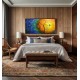 Quadro decorativo pintado a mão tema arvores e passarinhos estilo moderno 2a  60x120 