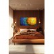 Quadro decorativo pintado a mão tema arvores e passarinhos estilo moderno 2a  60x120 