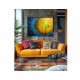 Quadro decorativo pintado a mão tema arvores e passarinhos estilo moderno 2a  70x100 
