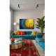 Quadro decorativo pintado a mão tema arvores e passarinhos estilo moderno 2a  70x100 