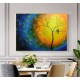 Quadro decorativo pintado a mão tema arvores e passarinhos estilo moderno 2a  70x100 