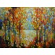 Quadro decorativo pintado a mão paisagem abstrato arvores 80x100