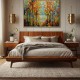 Quadro decorativo pintado a mão paisagem abstrato arvores 80x100