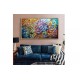Quadro abstrato multicolorido pintado a mão 80x120 