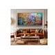 Quadro abstrato multicolorido pintado a mão 80x140 