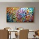 Quadro abstrato multicolorido pintado a mão 80x120 