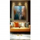 Quadro decorativo pintado a mão tema arvores e passarinhos estilo moderno 3a, vertical,  70x90 