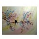 Quadro decorativo pintado a mão tema arvores e passarinhos estilo moderno 2a  funco clarinho 70x100  