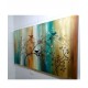 Quadro decorativo pintado a mão tema arvores e passarinhos estilo moderno 3a  70x120 