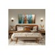 Quadro decorativo pintado a mão tema arvores e passarinhos estilo moderno 3a  70x120 